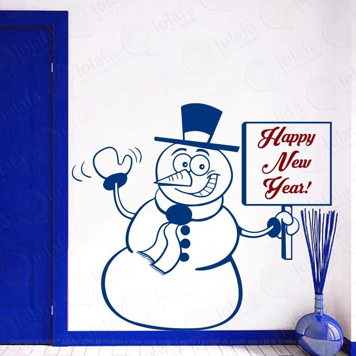 boneco de neve adesivo de natal para vitrine, parede, porta de vidro - decoração natalina mod:54