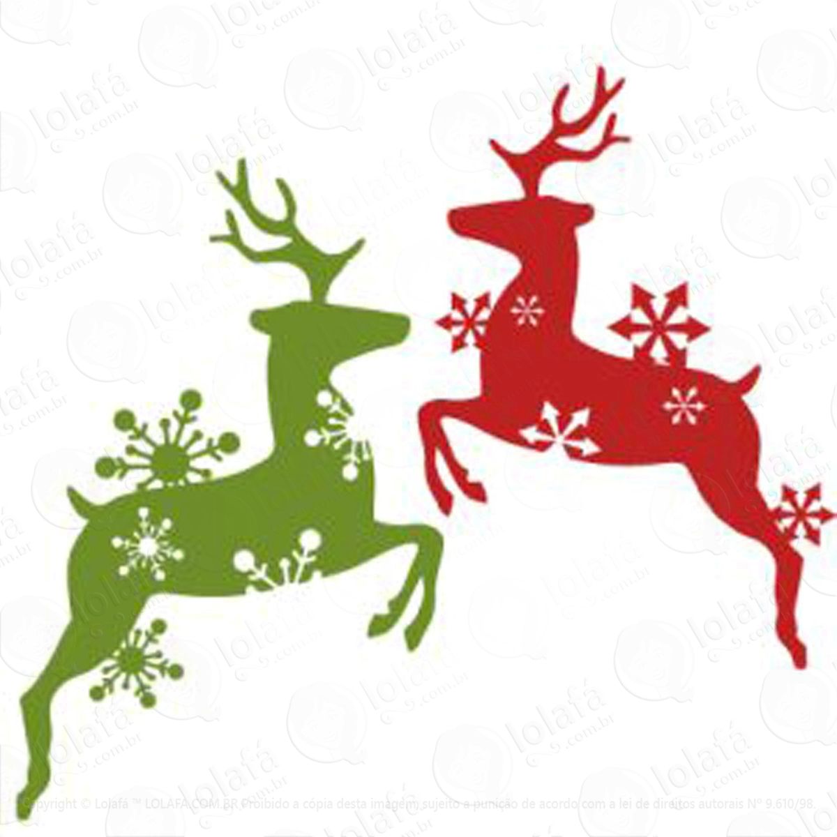renas e flocos de neve adesivo de natal para vitrine, parede, porta de vidro - decoração natalina mod:68