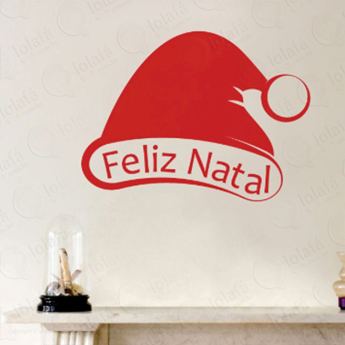 gorro noel adesivo de natal para vitrine, parede, porta de vidro - decoração natalina mod:115