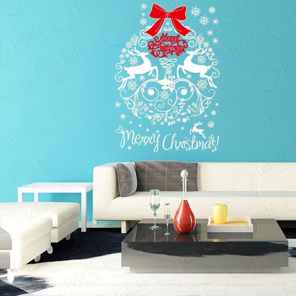 mandala guirlanda adesivo de natal para vitrine, parede, porta de vidro - decoração natalina mod:129