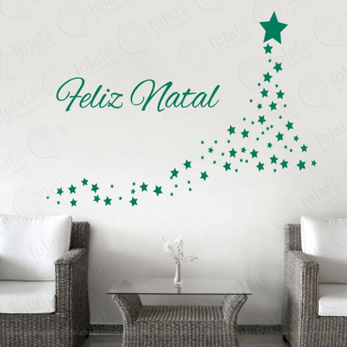 Árvore com estrelinhas adesivo de natal para vitrine, parede, porta de vidro - decoração natalina mod:140