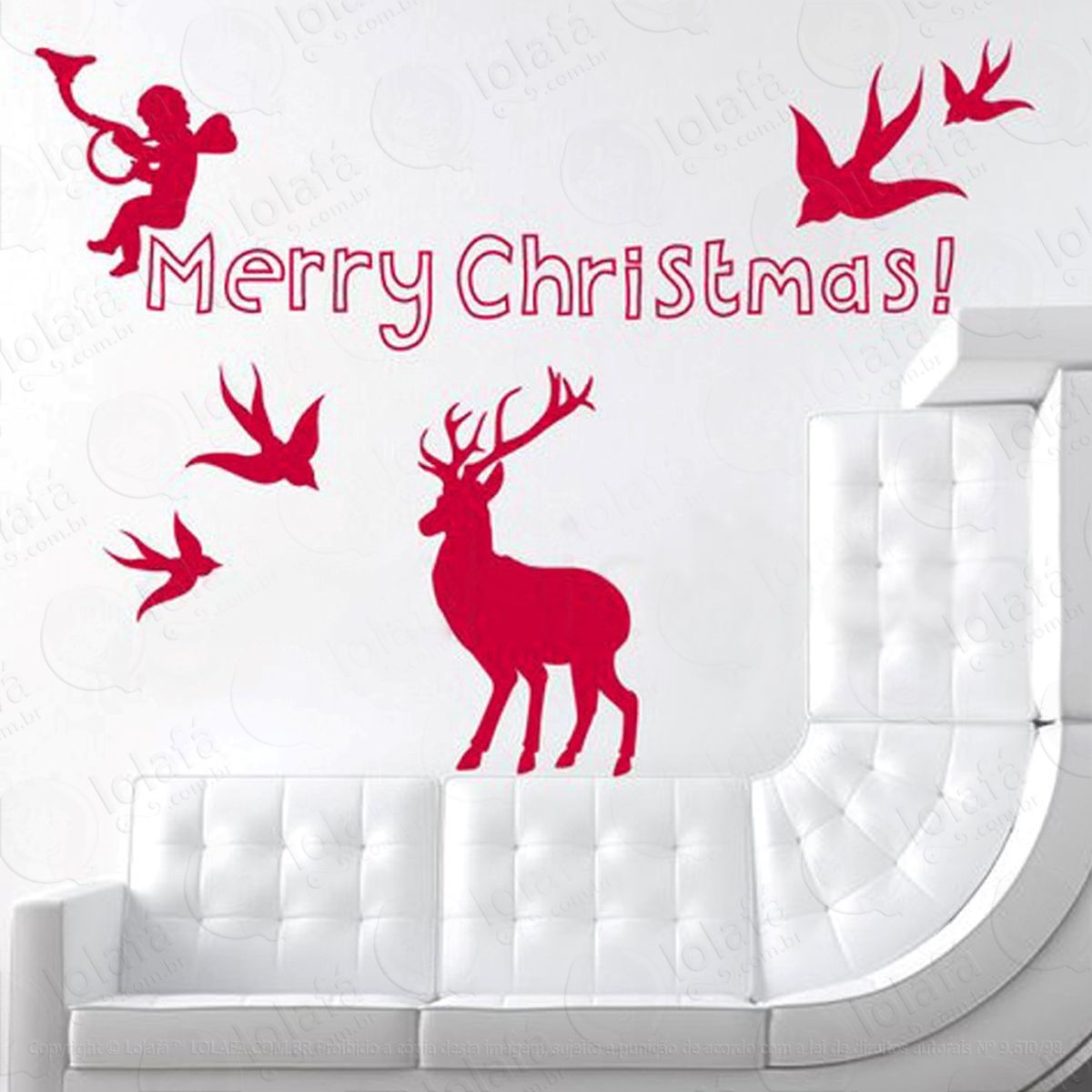 anjo e rena adesivo de natal para vitrine, parede, porta de vidro - decoração natalina mod:143