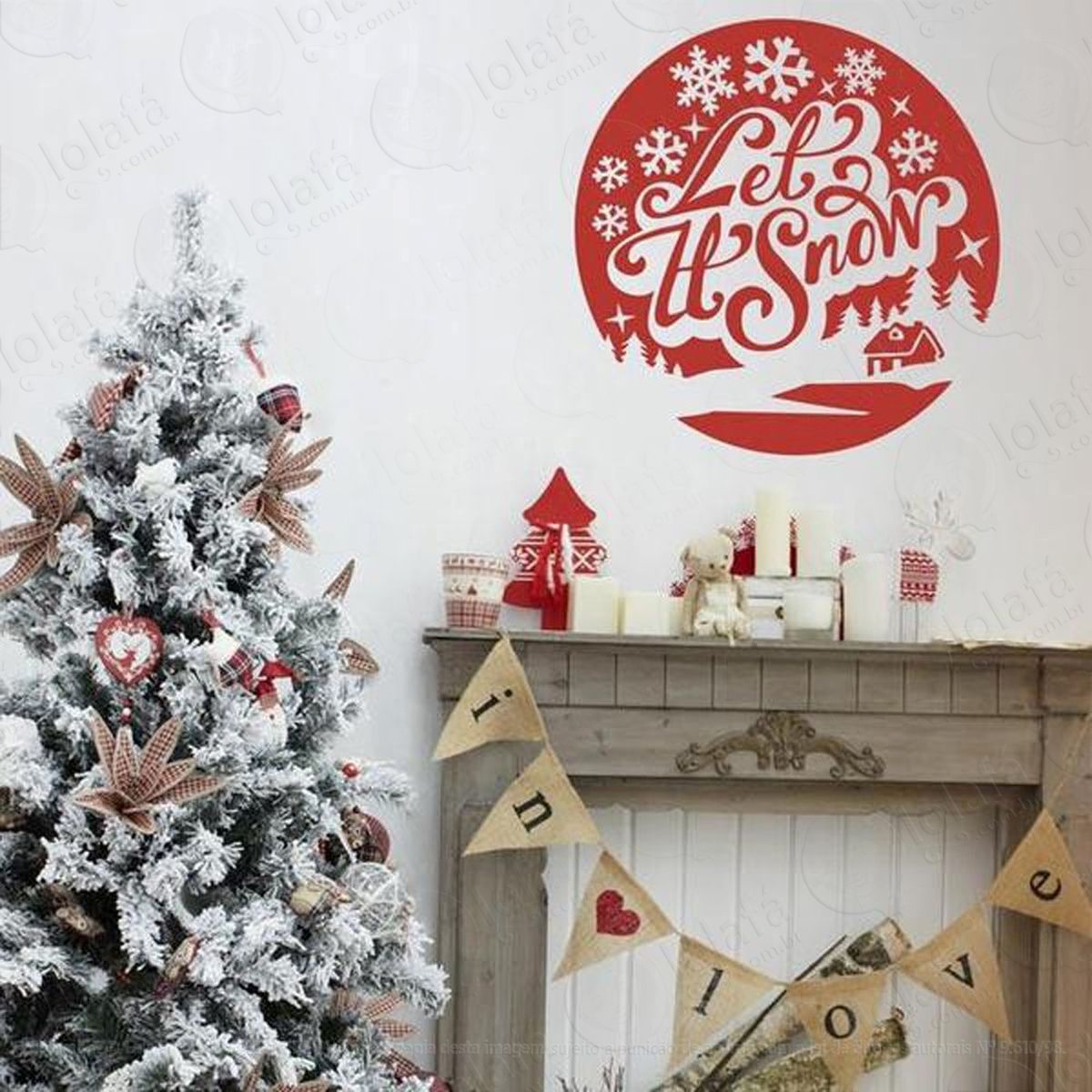 neve casa adesivo de natal para vitrine, parede, porta de vidro - decoração natalina mod:160