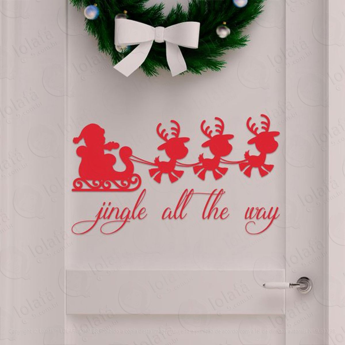noel com renas adesivo de natal para vitrine, parede, porta de vidro - decoração natalina mod:179