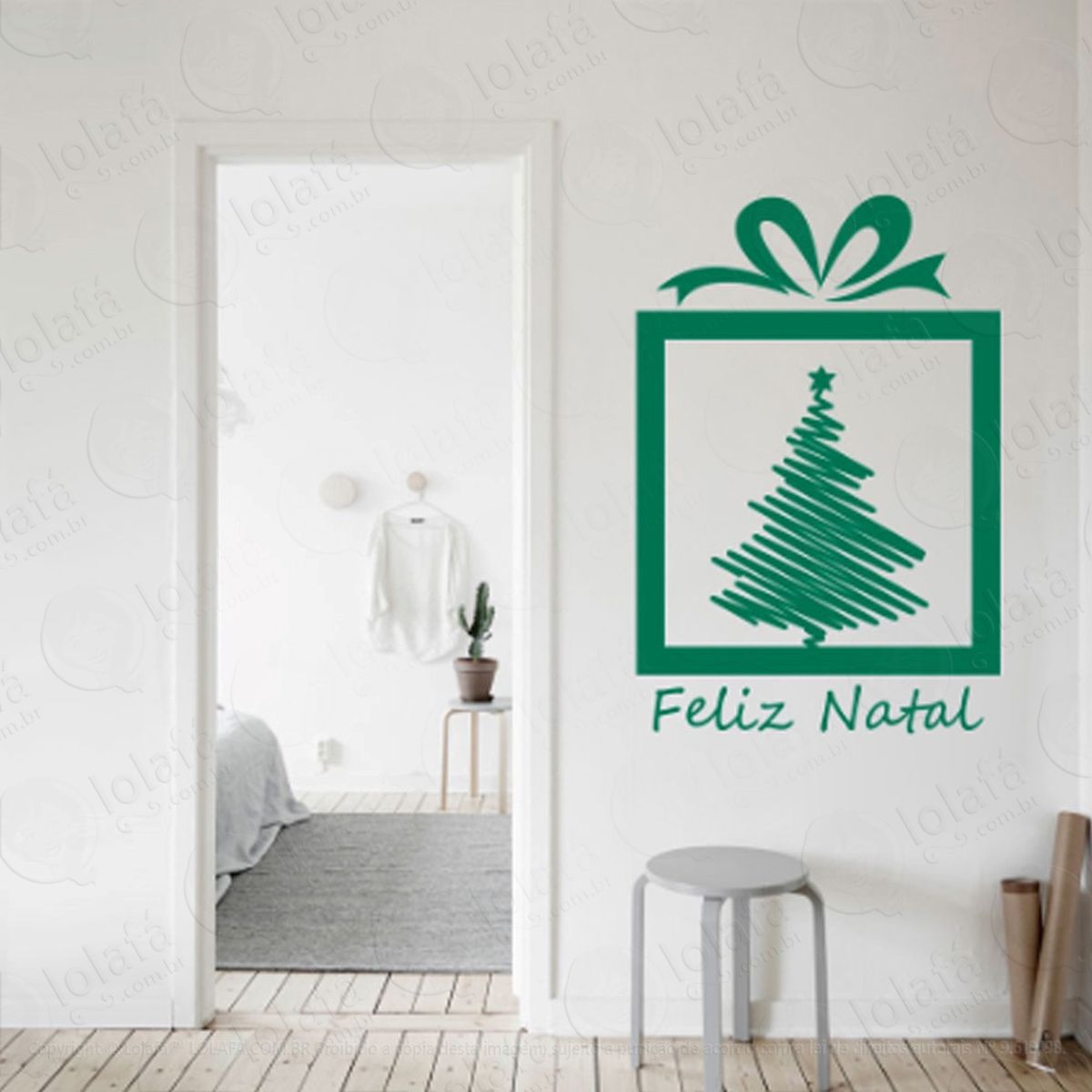 quadro Árvore adesivo de natal para vitrine, parede, porta de vidro - decoração natalina mod:203