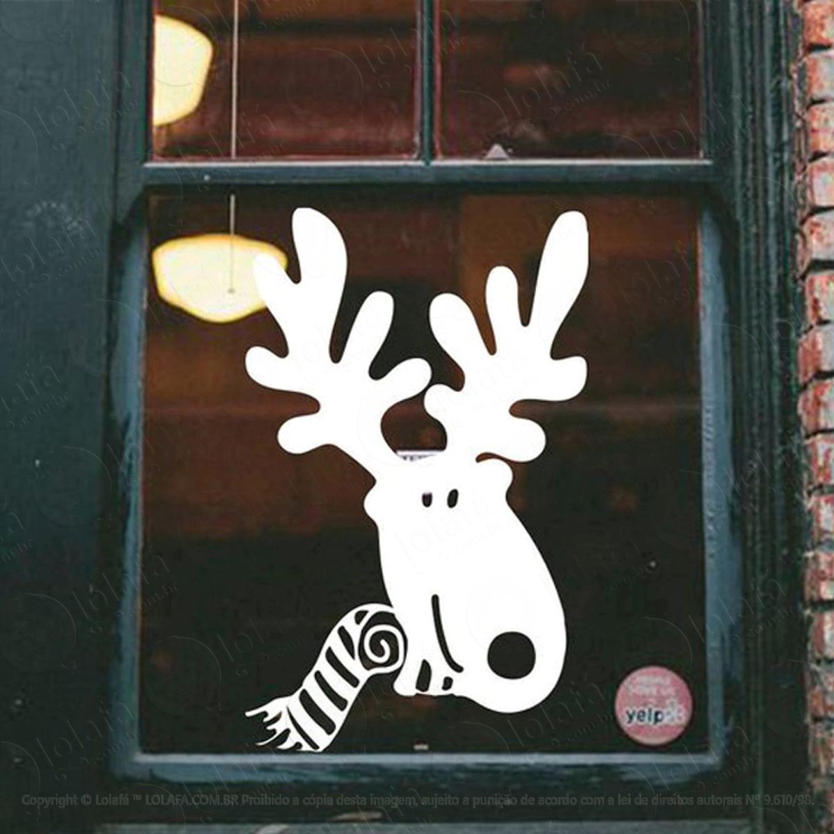 rena adesivo de natal para vitrine, parede, porta de vidro - decoração natalina mod:218