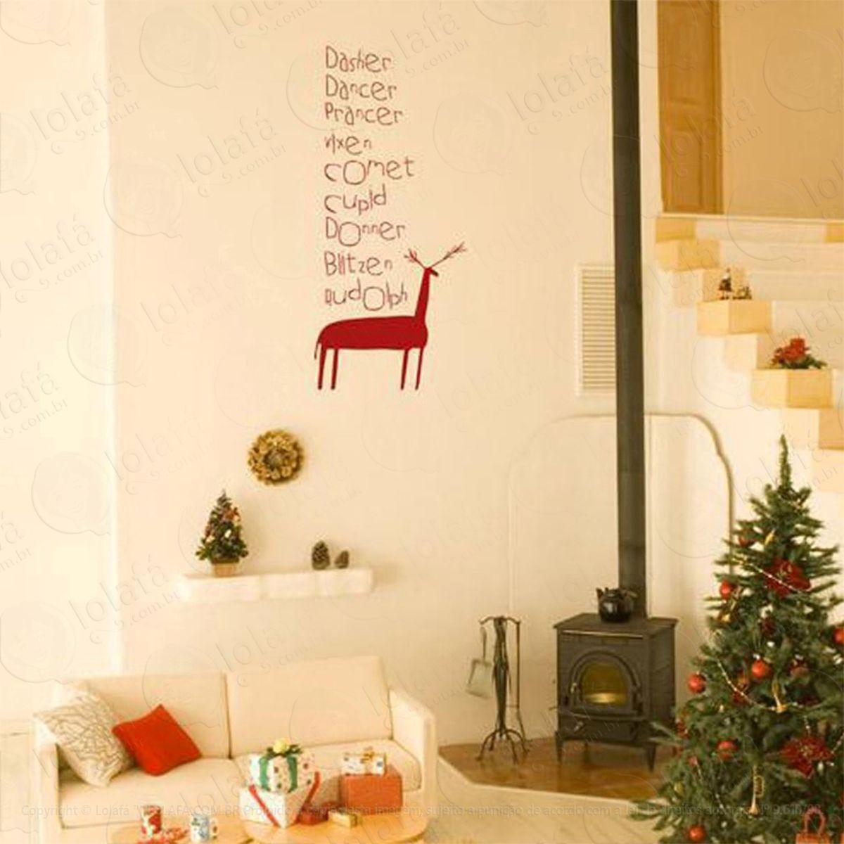 rena frase adesivo de natal para vitrine, parede, porta de vidro - decoração natalina mod:221
