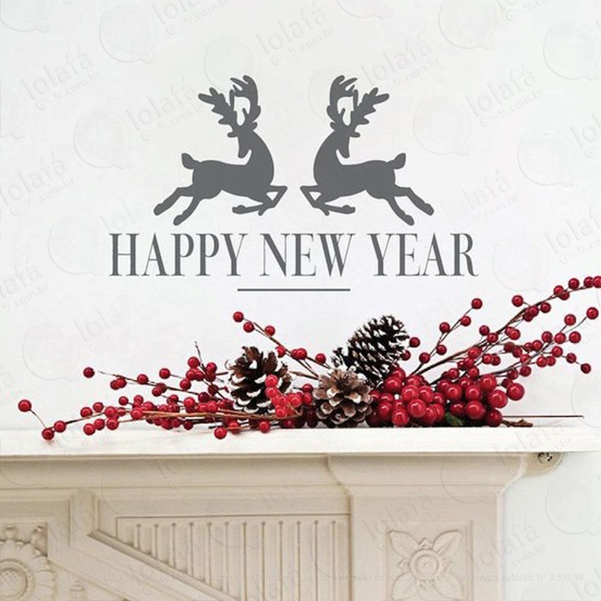 renas do ano novo adesivo de natal para vitrine, parede, porta de vidro - decoração natalina mod:230