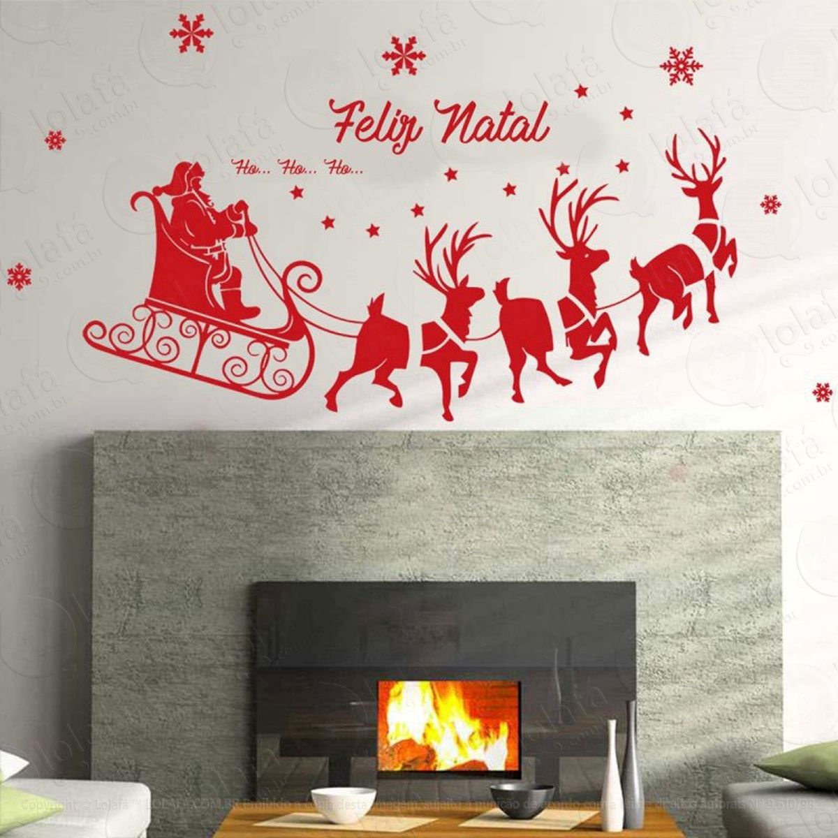 renas e noel adesivo de natal para vitrine, parede, porta de vidro - decoração natalina mod:233