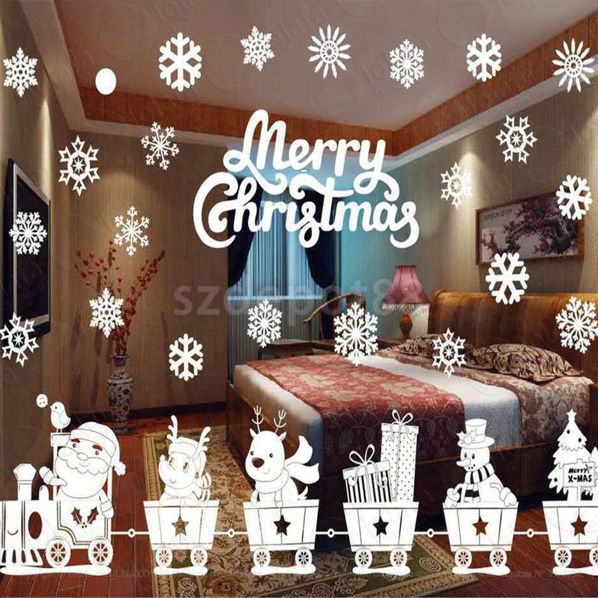 trenzinho adesivo de natal para vitrine, parede, porta de vidro - decoração natalina mod:255