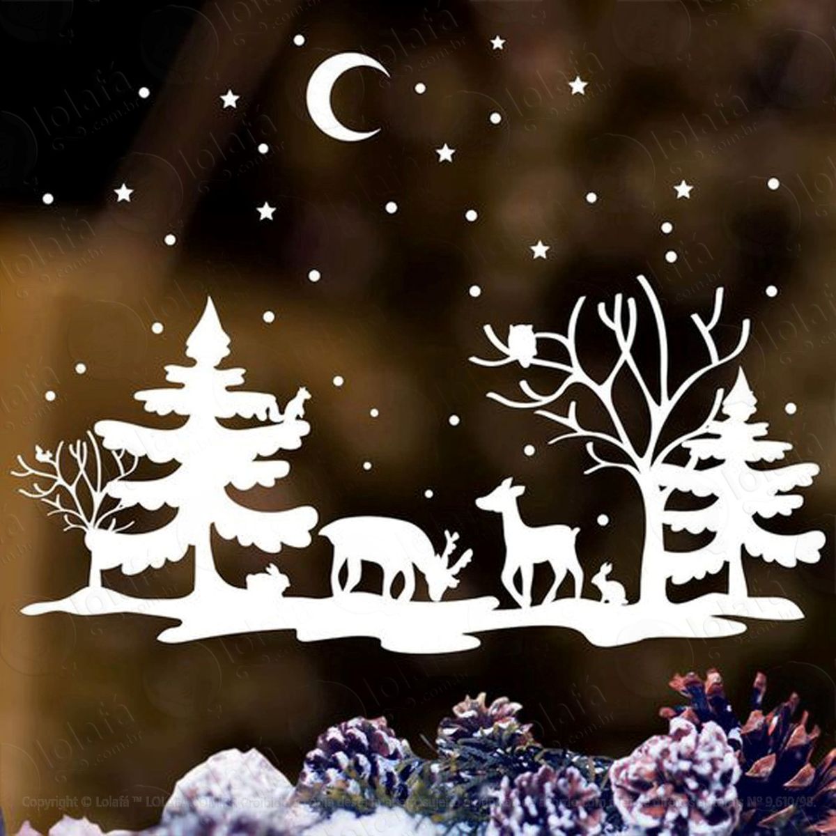 floresta neve adesivo de natal para vitrine, parede, porta de vidro - decoração natalina mod:290