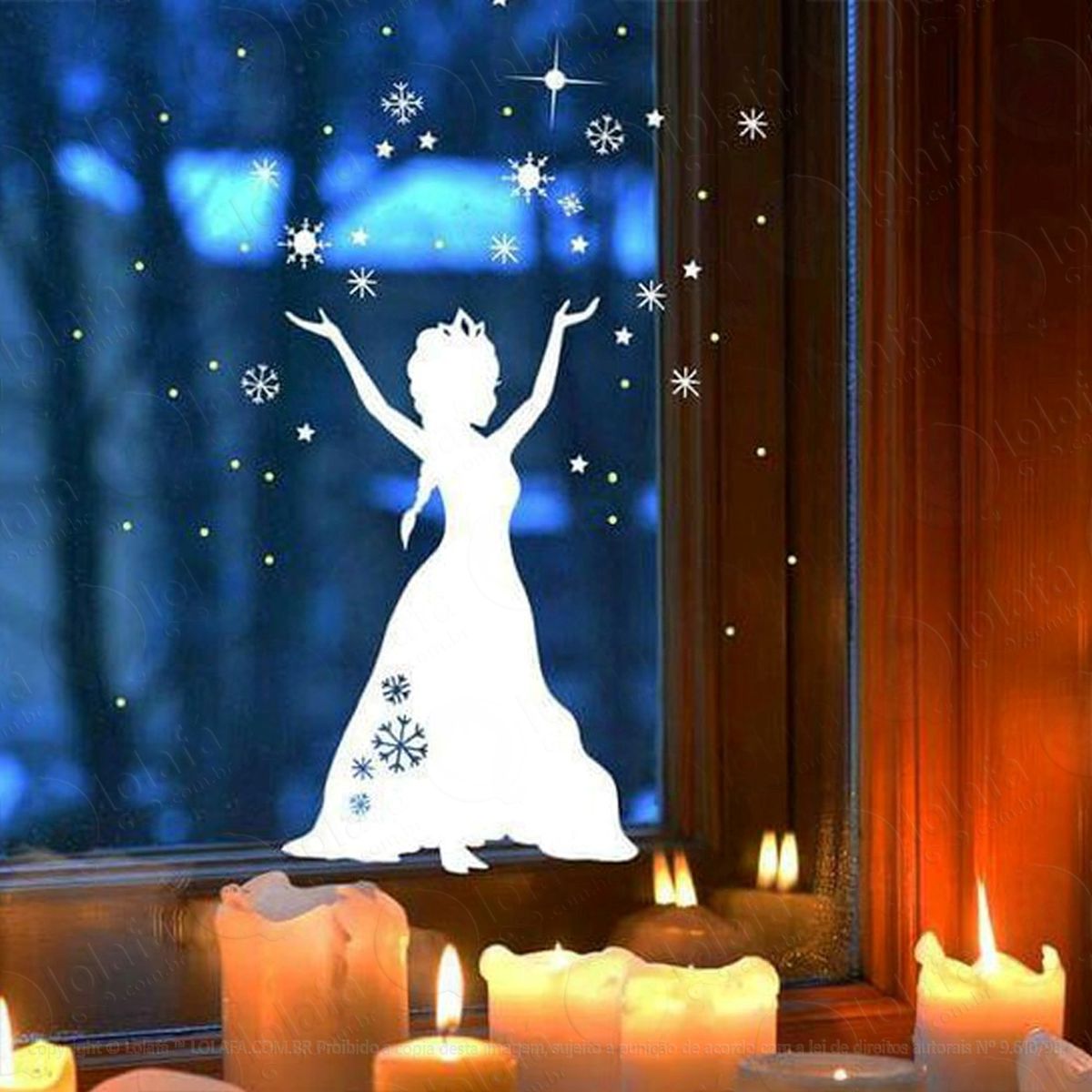 snow princesa adesivo de natal para vitrine, parede, porta de vidro - decoração natalina mod:307