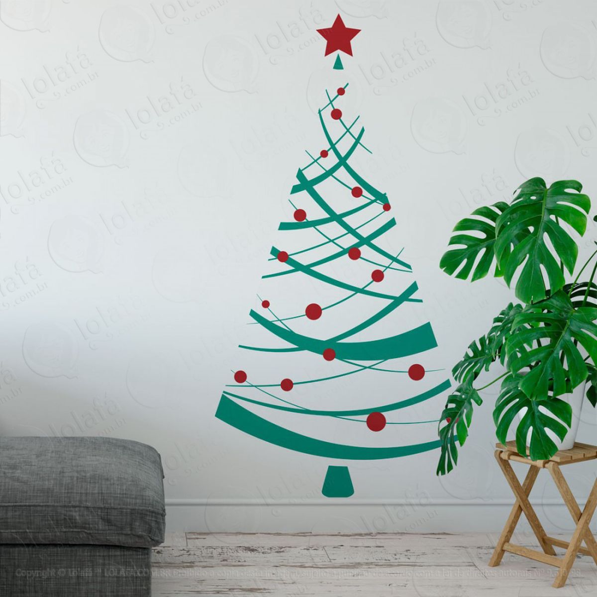 Árvore adesivo de natal para vitrine, parede, porta de vidro - decoração natalina mod:317