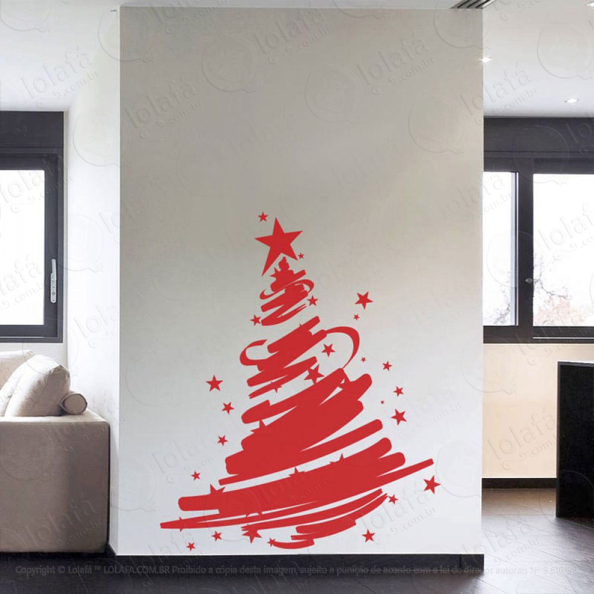 Árvore adesivo de natal para vitrine, parede, porta de vidro - decoração natalina mod:319