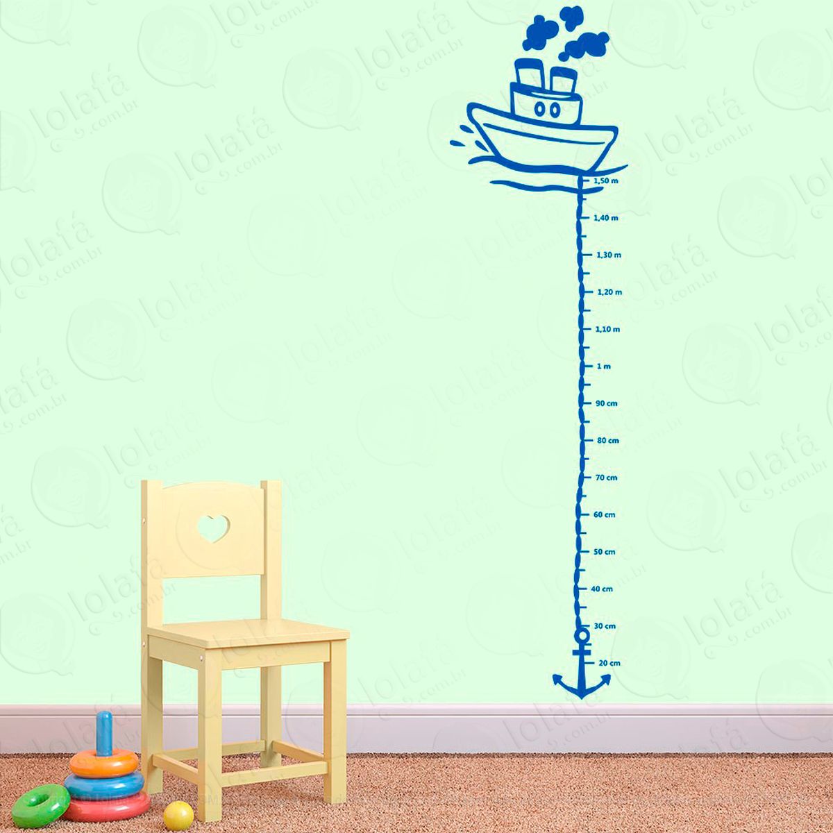 barquinho adesivo régua de crescimento infantil, medidor de altura para quarto, porta e parede - mod:2