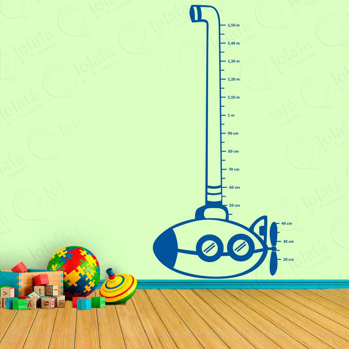 submarino adesivo régua de crescimento infantil, medidor de altura para quarto, porta e parede - mod:3