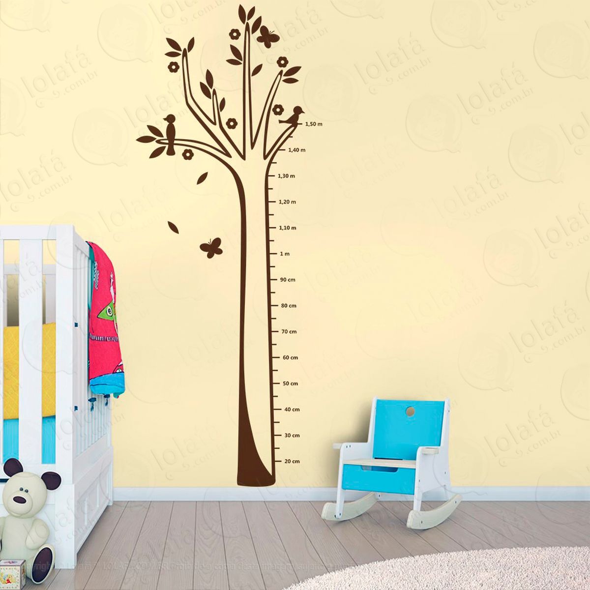 Árvore adesivo régua de crescimento infantil, medidor de altura para quarto, porta e parede - mod:4