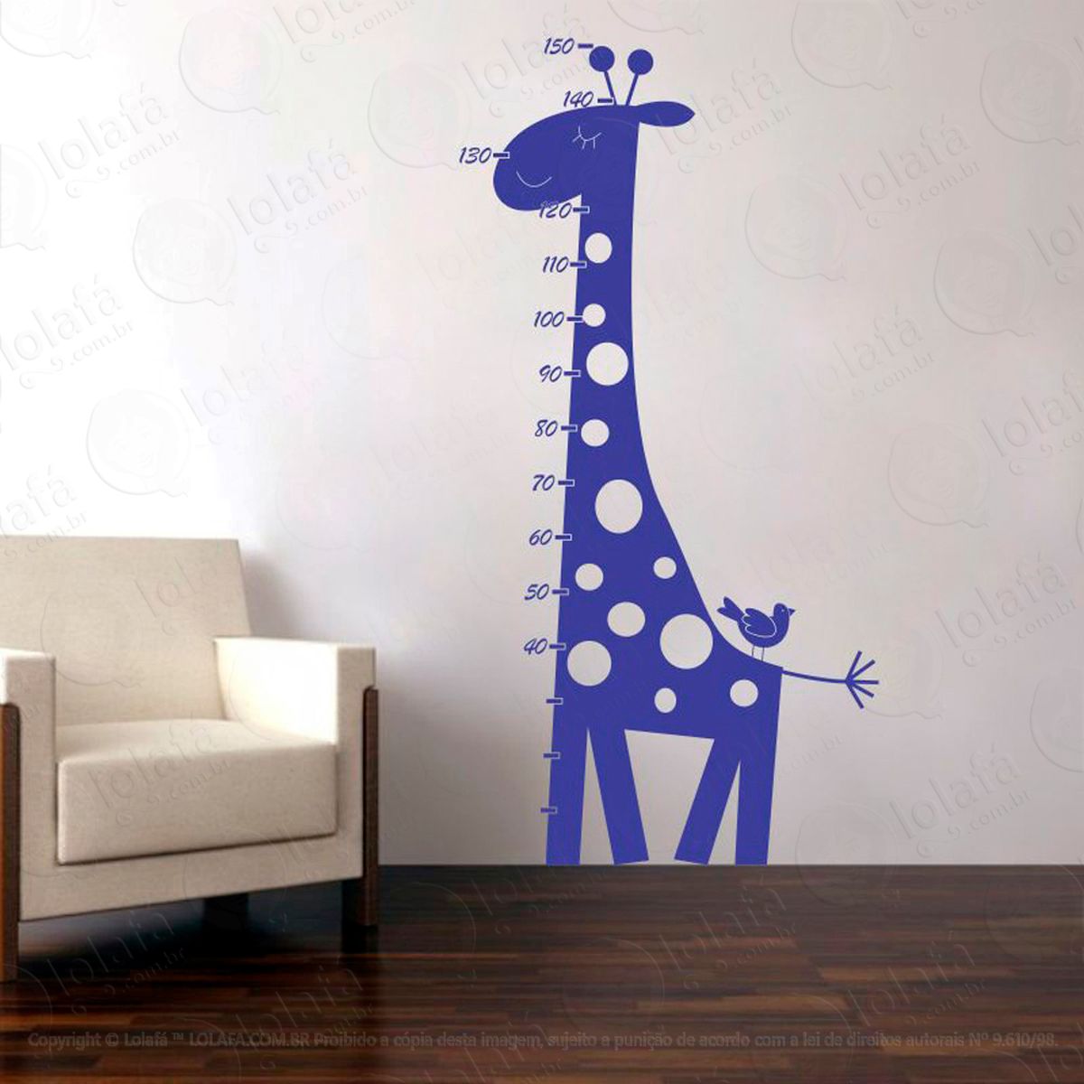 girafa adesivo régua de crescimento infantil, medidor de altura para quarto, porta e parede - mod:11