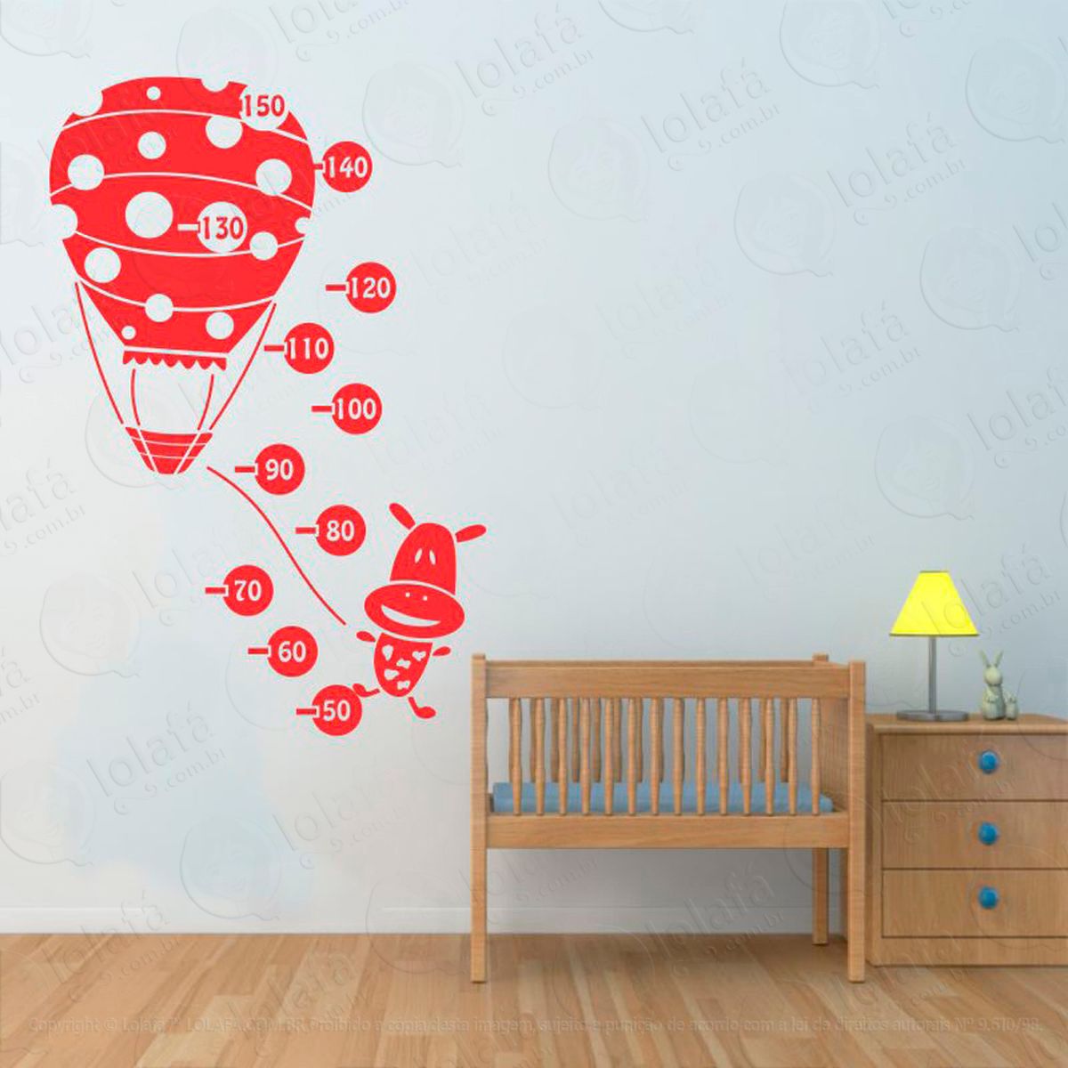 balão adesivo régua de crescimento infantil, medidor de altura para quarto, porta e parede - mod:15