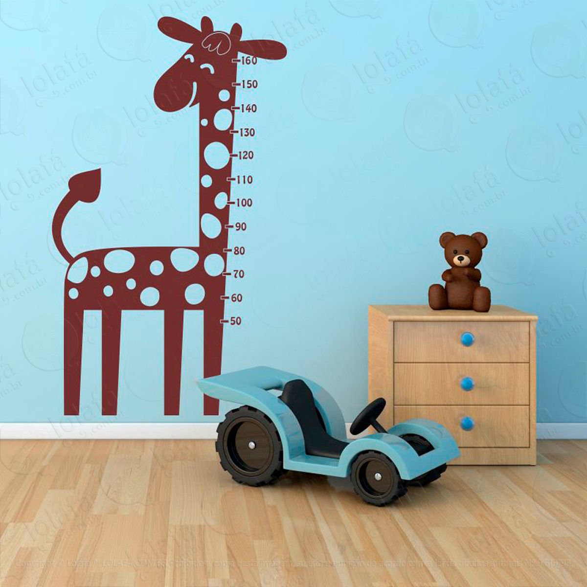 girafa adesivo régua de crescimento infantil, medidor de altura para quarto, porta e parede - mod:17