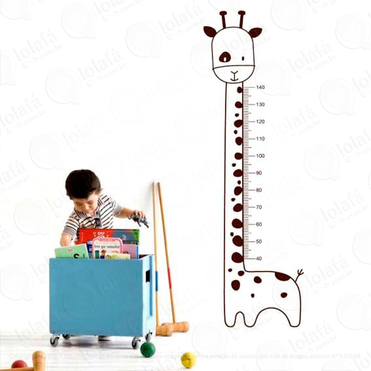 girafa adesivo régua de crescimento infantil, medidor de altura para quarto, porta e parede - mod:20