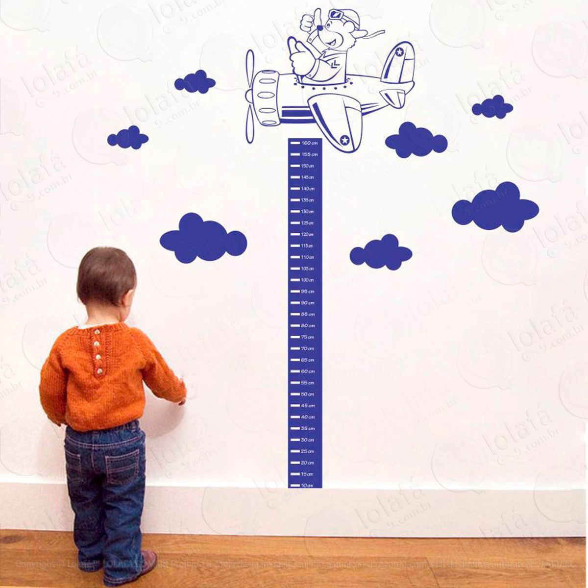 ursinho adesivo régua de crescimento infantil, medidor de altura para quarto, porta e parede - mod:22