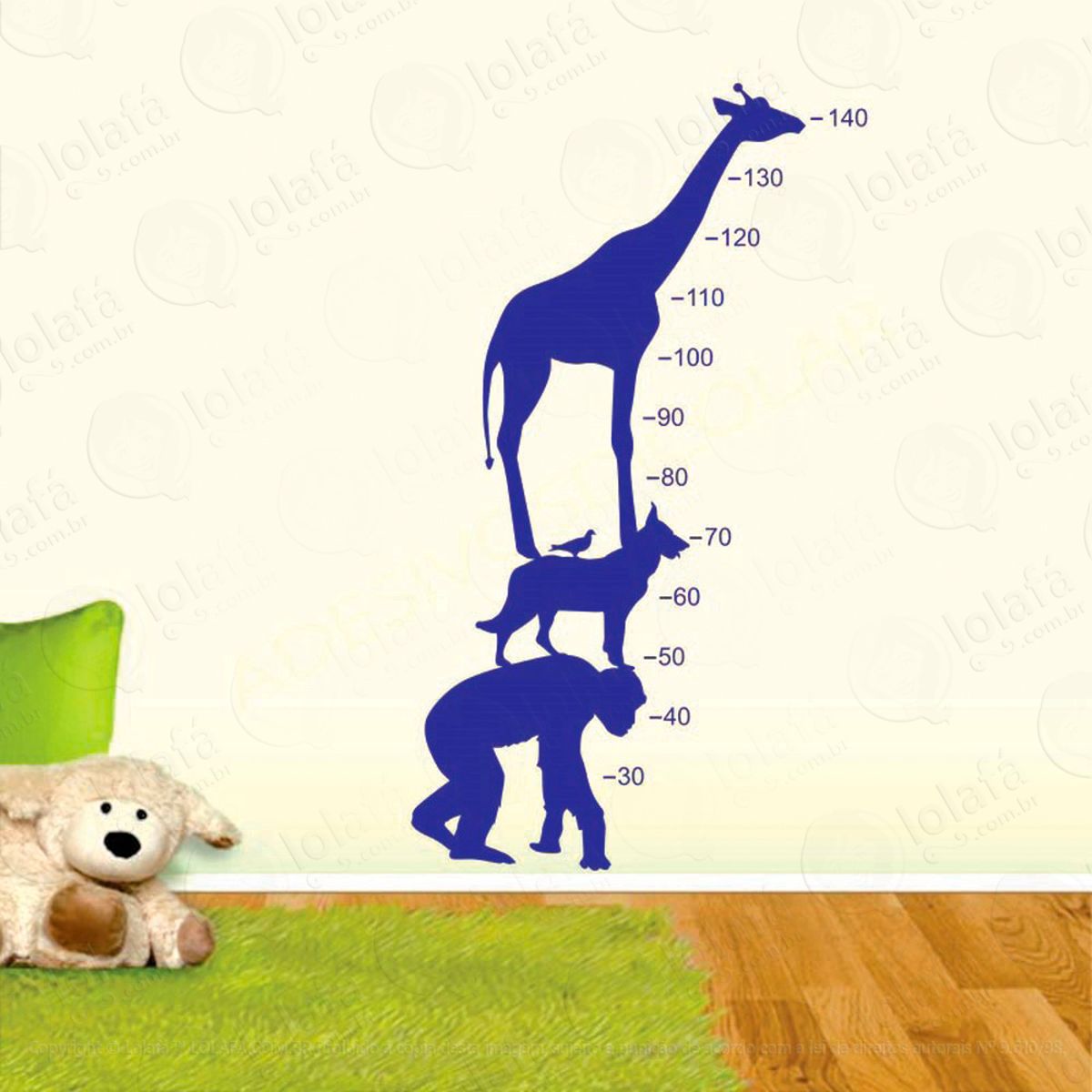 animais adesivo régua de crescimento infantil, medidor de altura para quarto, porta e parede - mod:23
