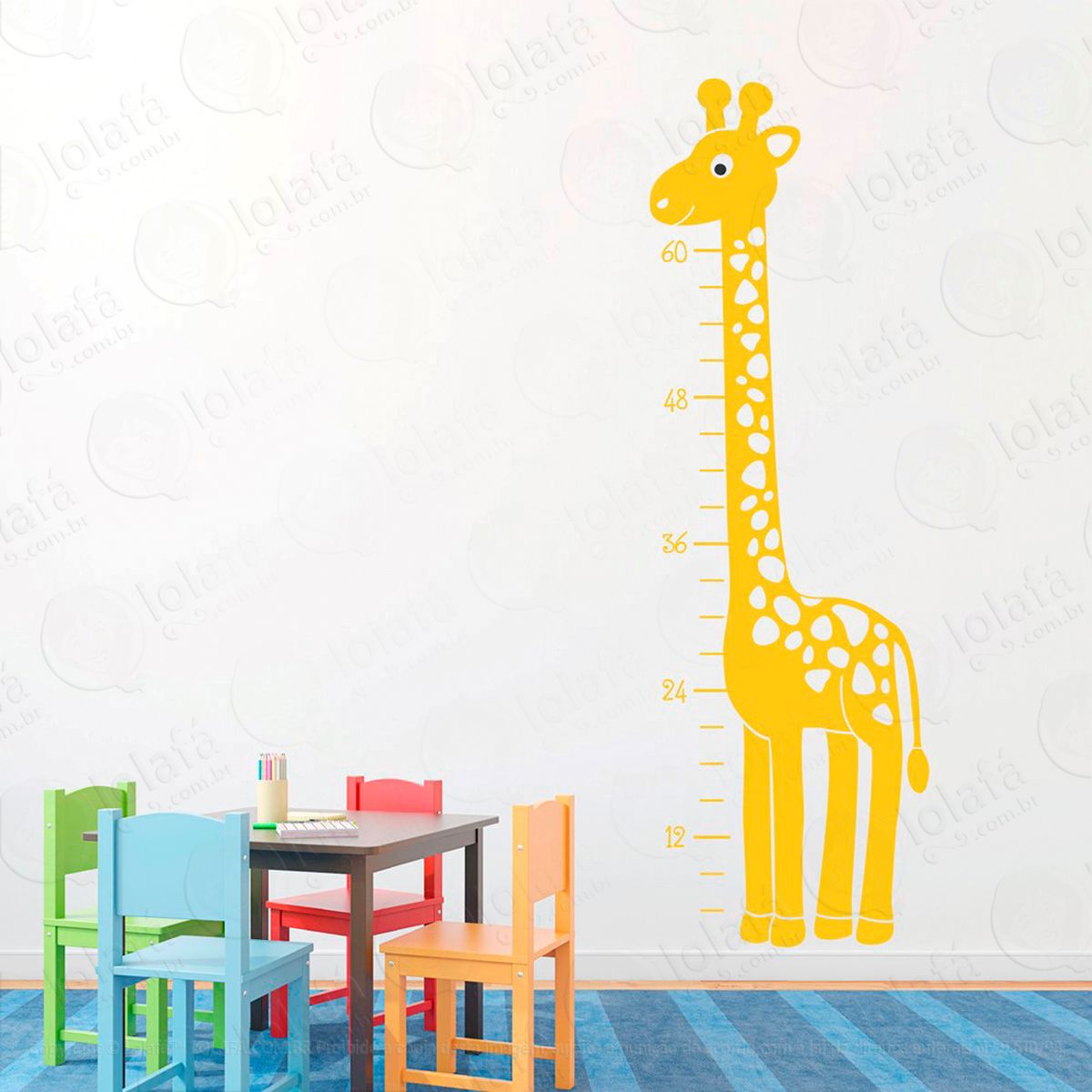 girafa adesivo régua de crescimento infantil, medidor de altura para quarto, porta e parede - mod:29