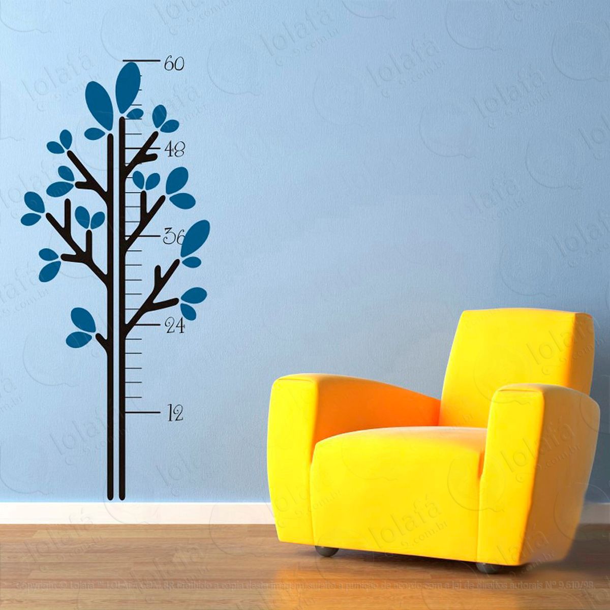 Árvore adesivo régua de crescimento infantil, medidor de altura para quarto, porta e parede - mod:35