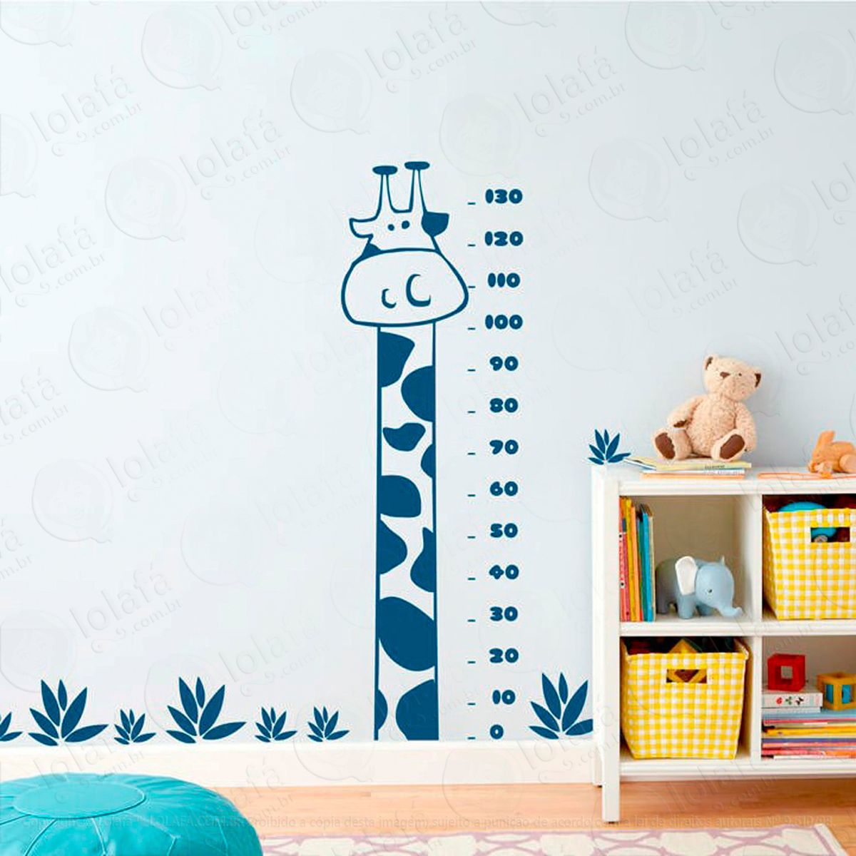 girafa adesivo régua de crescimento infantil, medidor de altura para quarto, porta e parede - mod:40