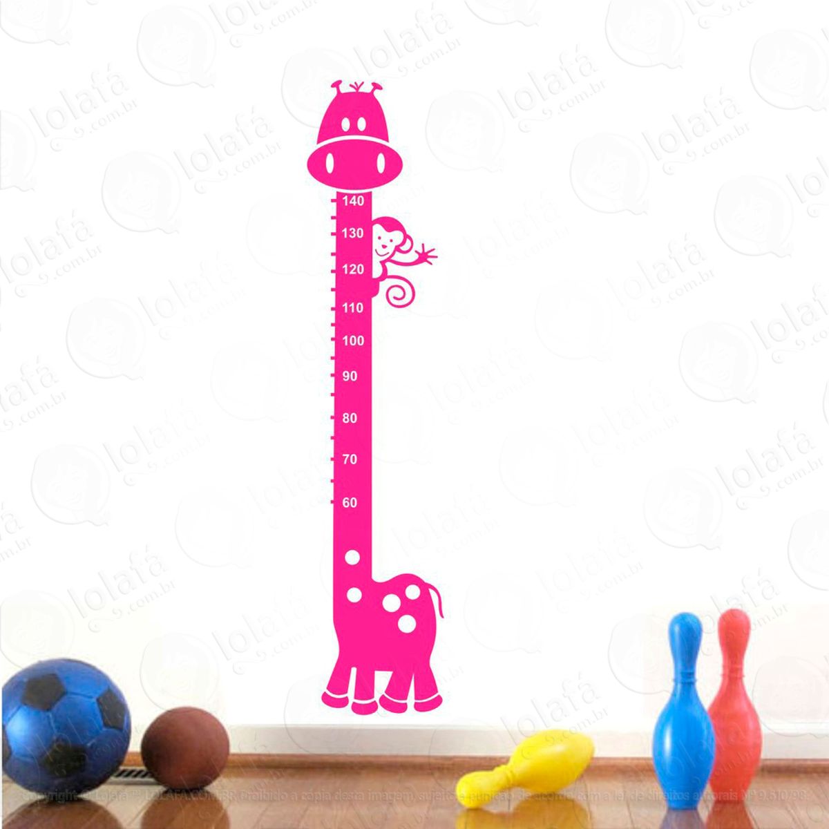girafa adesivo régua de crescimento infantil, medidor de altura para quarto, porta e parede - mod:41