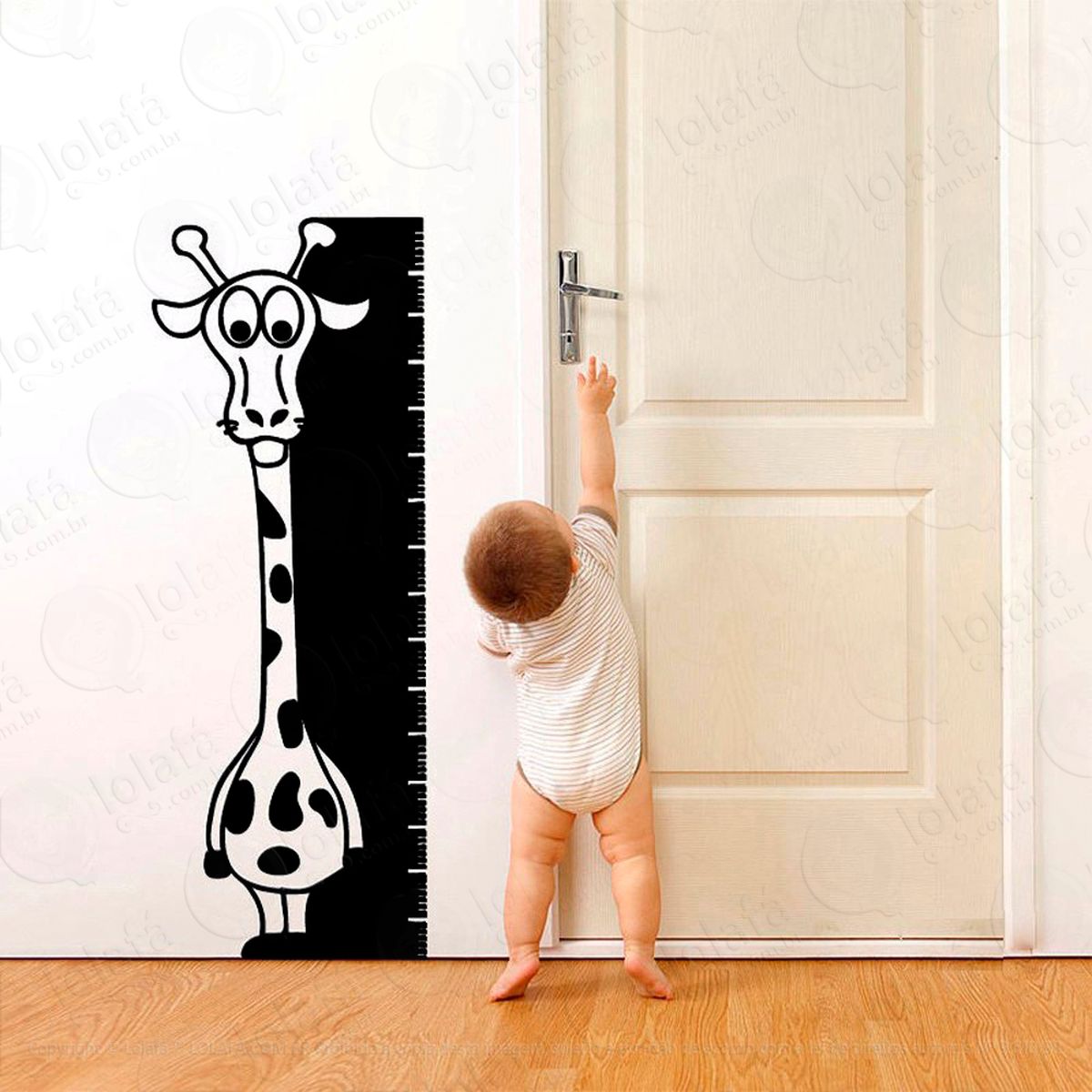 girafa adesivo régua de crescimento infantil, medidor de altura para quarto, porta e parede - mod:44