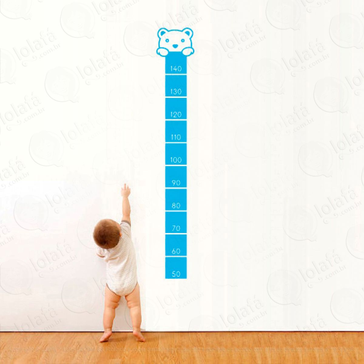 ursinho adesivo régua de crescimento infantil, medidor de altura para quarto, porta e parede - mod:47