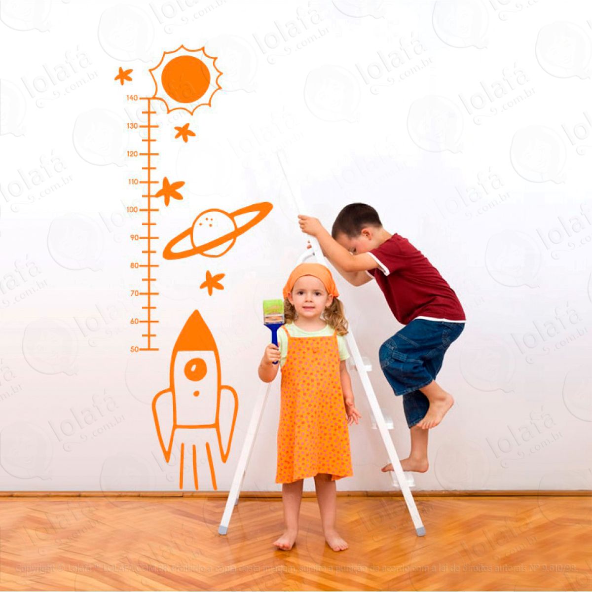 universo adesivo régua de crescimento infantil, medidor de altura para quarto, porta e parede - mod:48