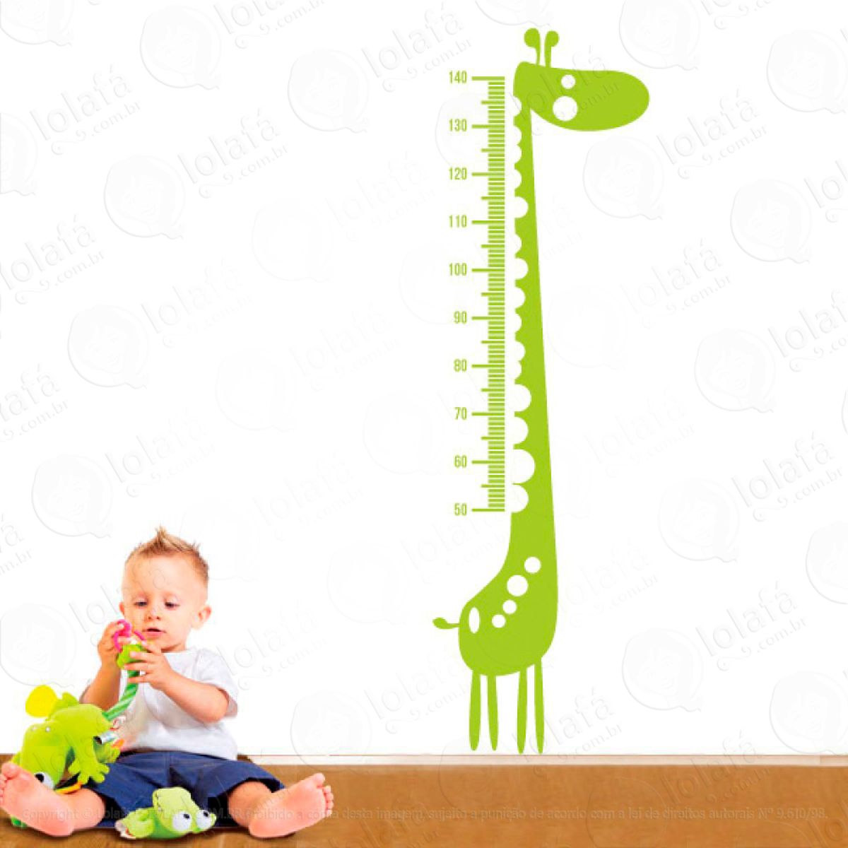 girafa adesivo régua de crescimento infantil, medidor de altura para quarto, porta e parede - mod:53