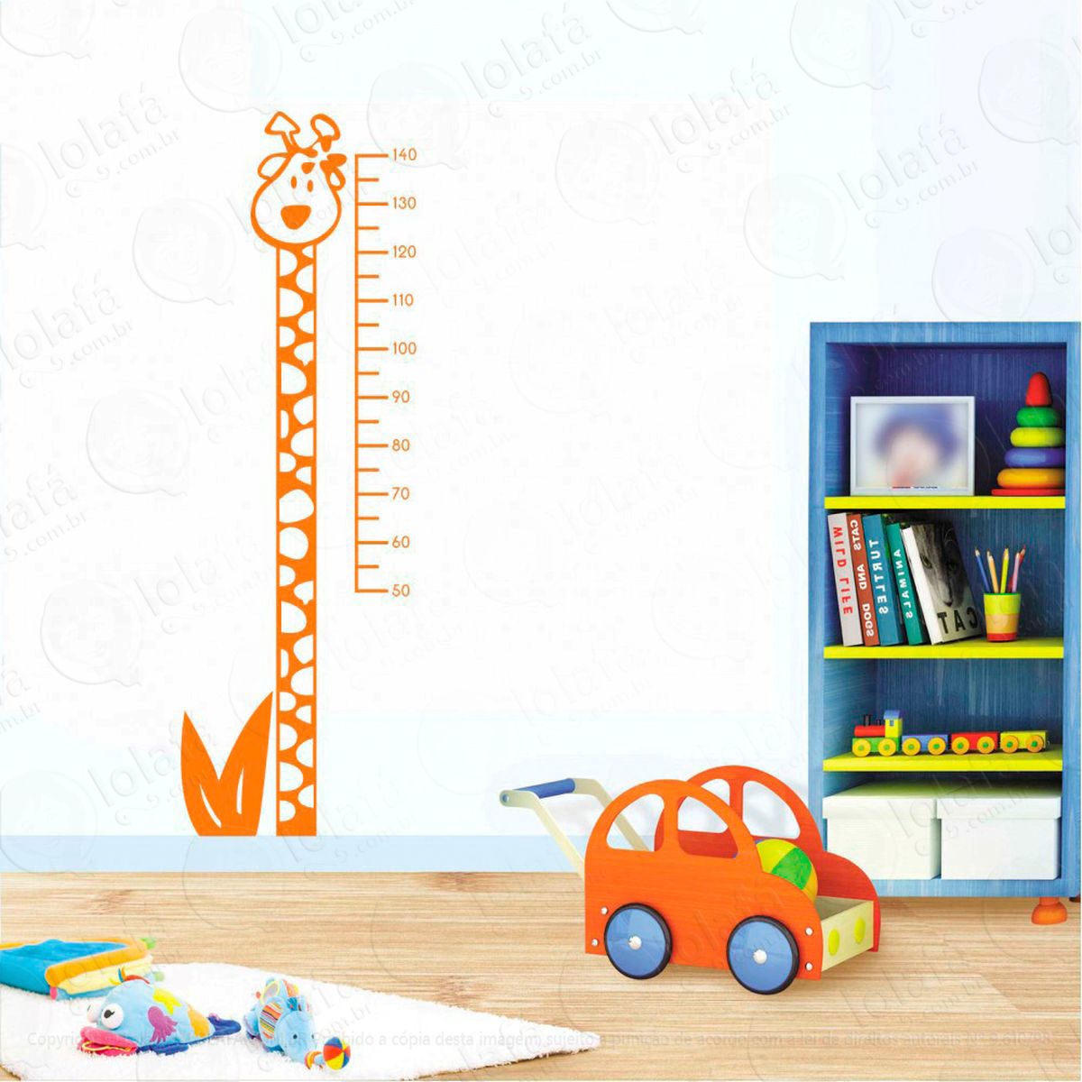girafa adesivo régua de crescimento infantil, medidor de altura para quarto, porta e parede - mod:54
