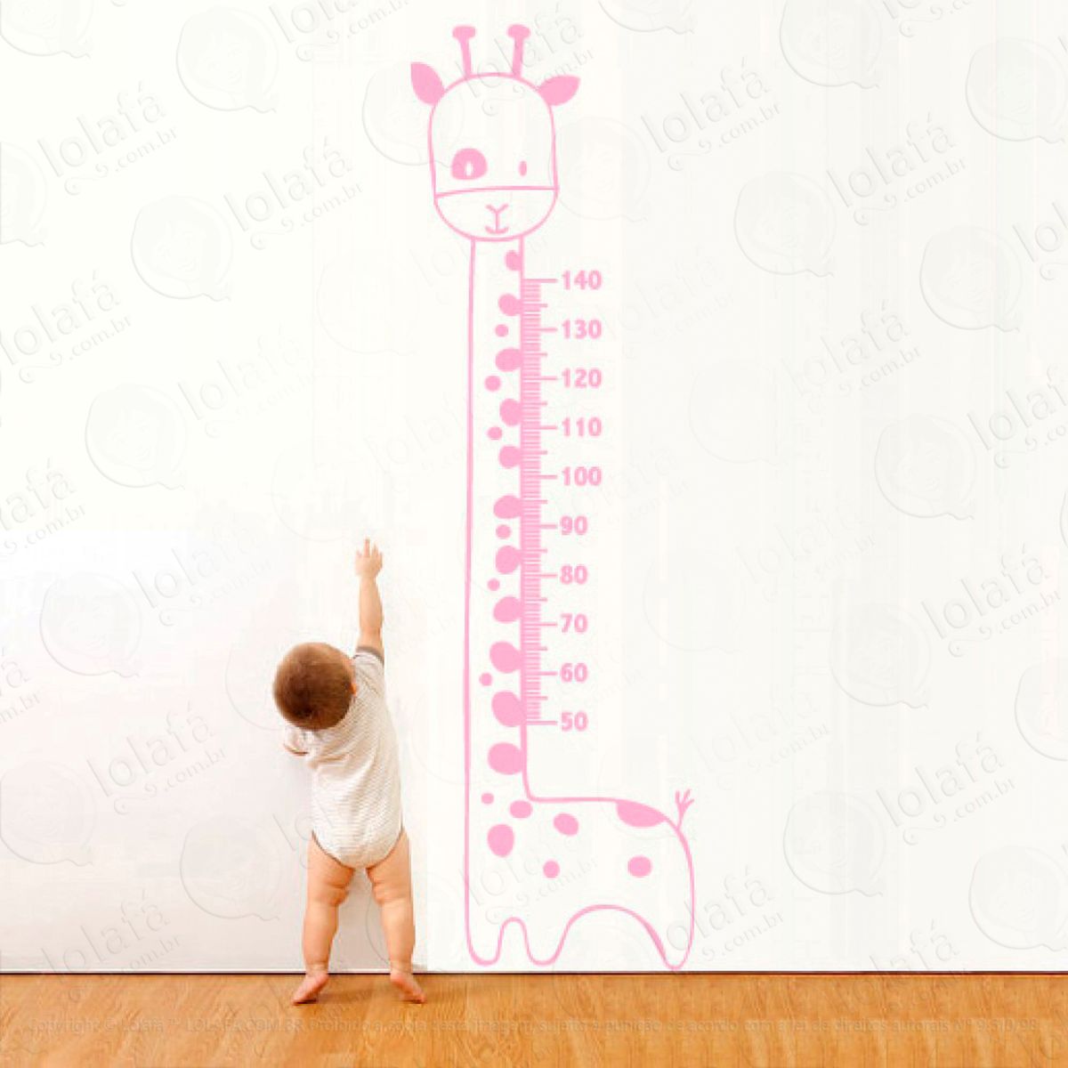 girafa adesivo régua de crescimento infantil, medidor de altura para quarto, porta e parede - mod:55