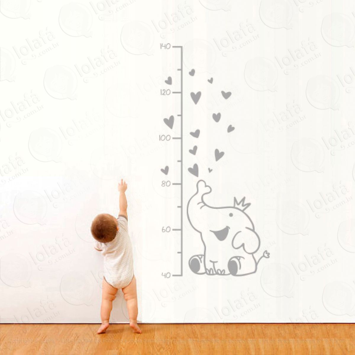 elefante adesivo régua de crescimento infantil, medidor de altura para quarto, porta e parede - mod:58