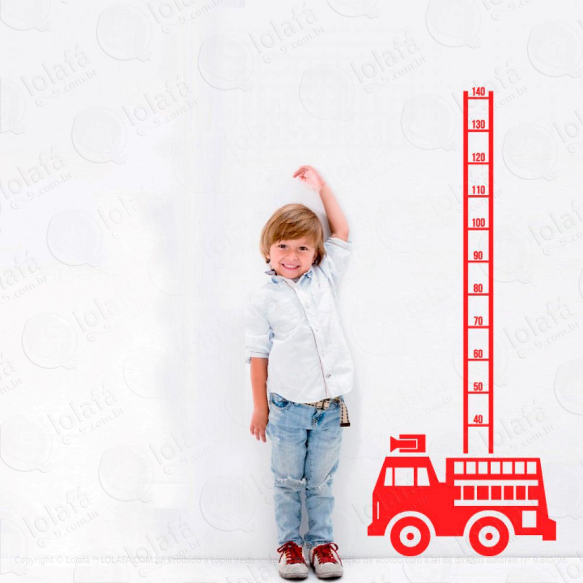 bombeiros adesivo régua de crescimento infantil, medidor de altura para quarto, porta e parede - mod:61