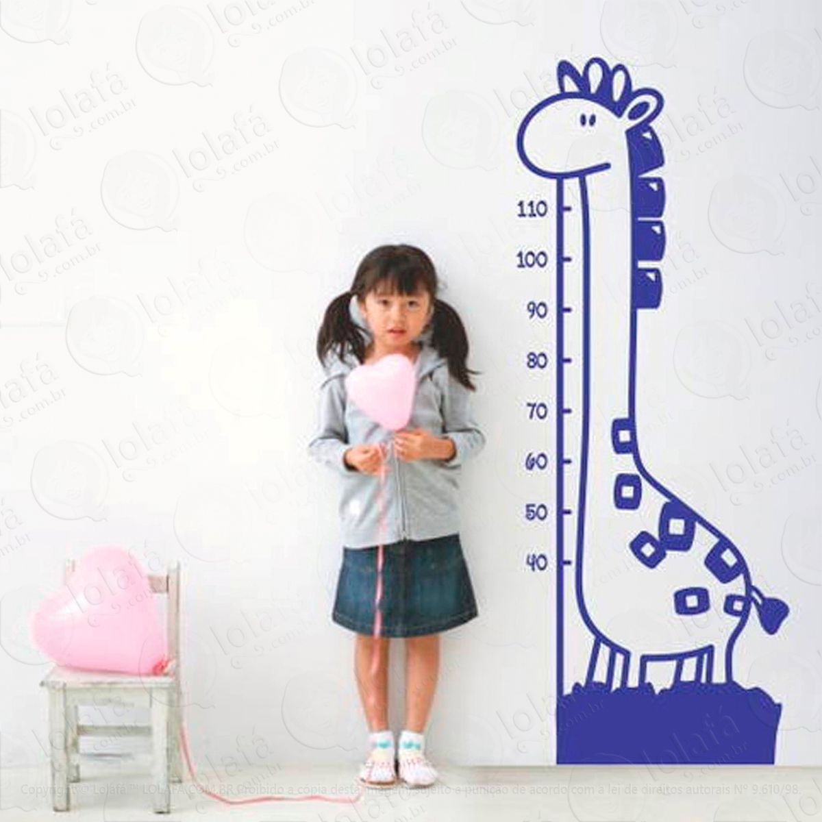 girafa adesivo régua de crescimento infantil, medidor de altura para quarto, porta e parede - mod:69