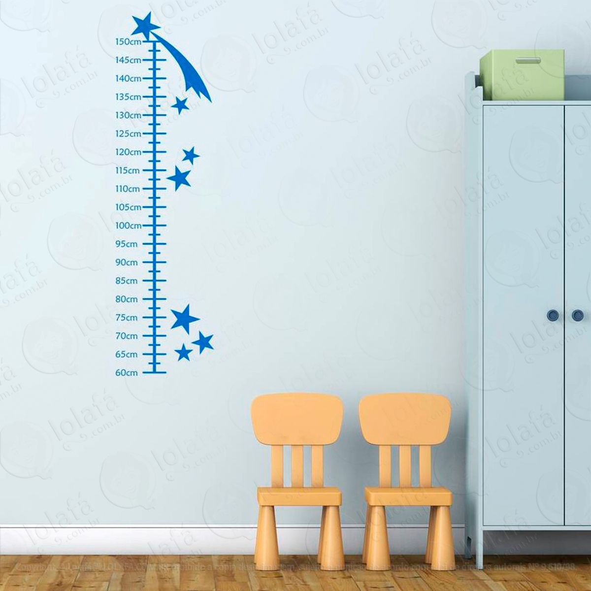 estrelas adesivo régua de crescimento infantil, medidor de altura para quarto, porta e parede - mod:75