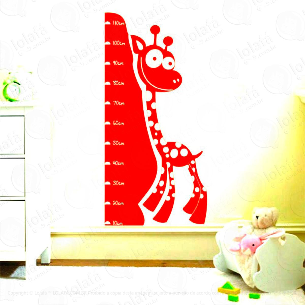 girafa adesivo régua de crescimento infantil, medidor de altura para quarto, porta e parede - mod:78