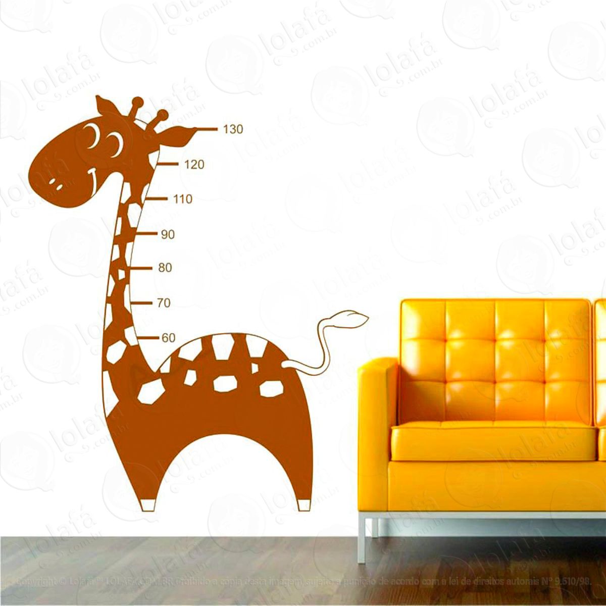 girafa adesivo régua de crescimento infantil, medidor de altura para quarto, porta e parede - mod:79