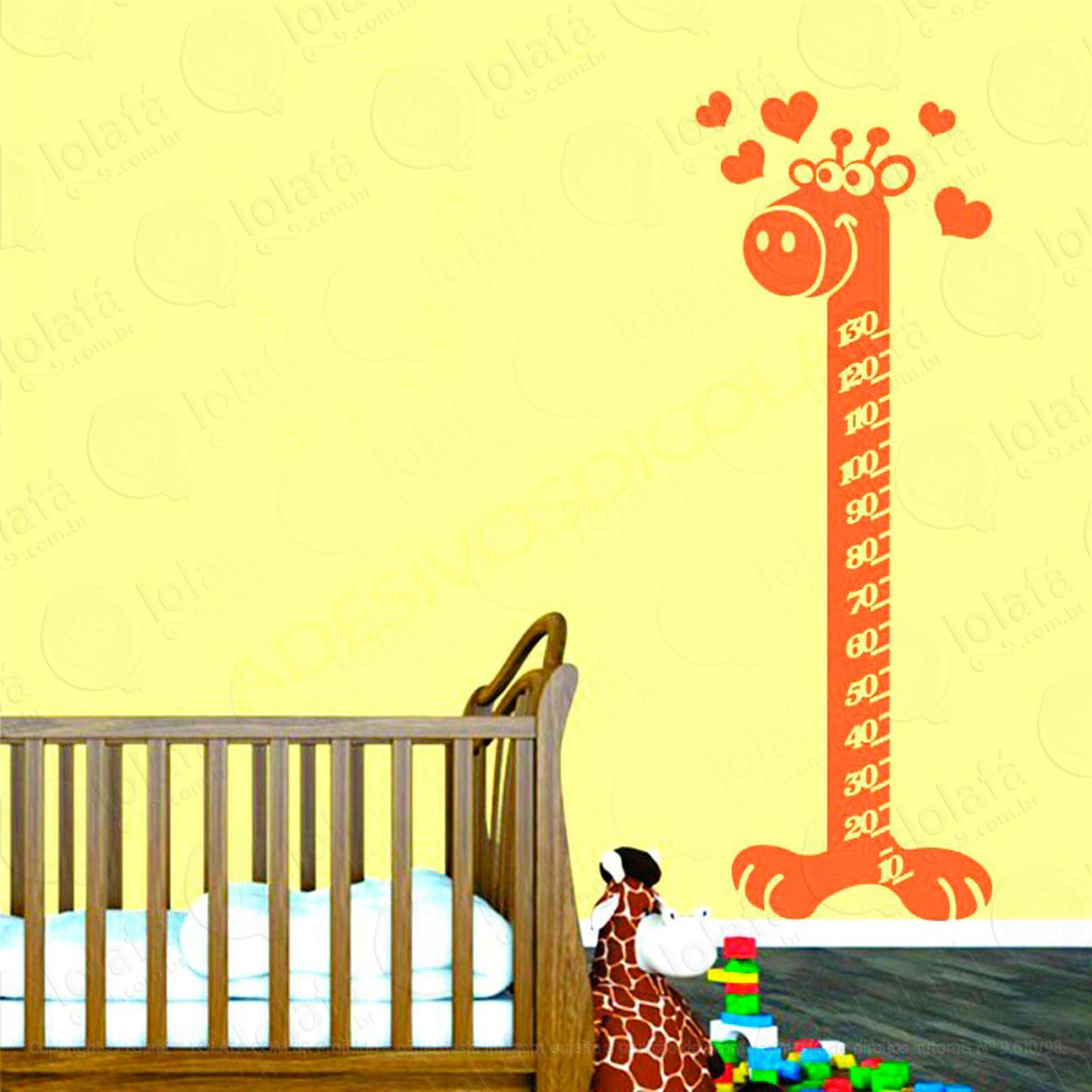 girafa adesivo régua de crescimento infantil, medidor de altura para quarto, porta e parede - mod:81