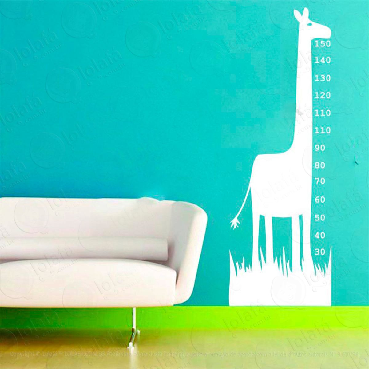 girafa adesivo régua de crescimento infantil, medidor de altura para quarto, porta e parede - mod:82