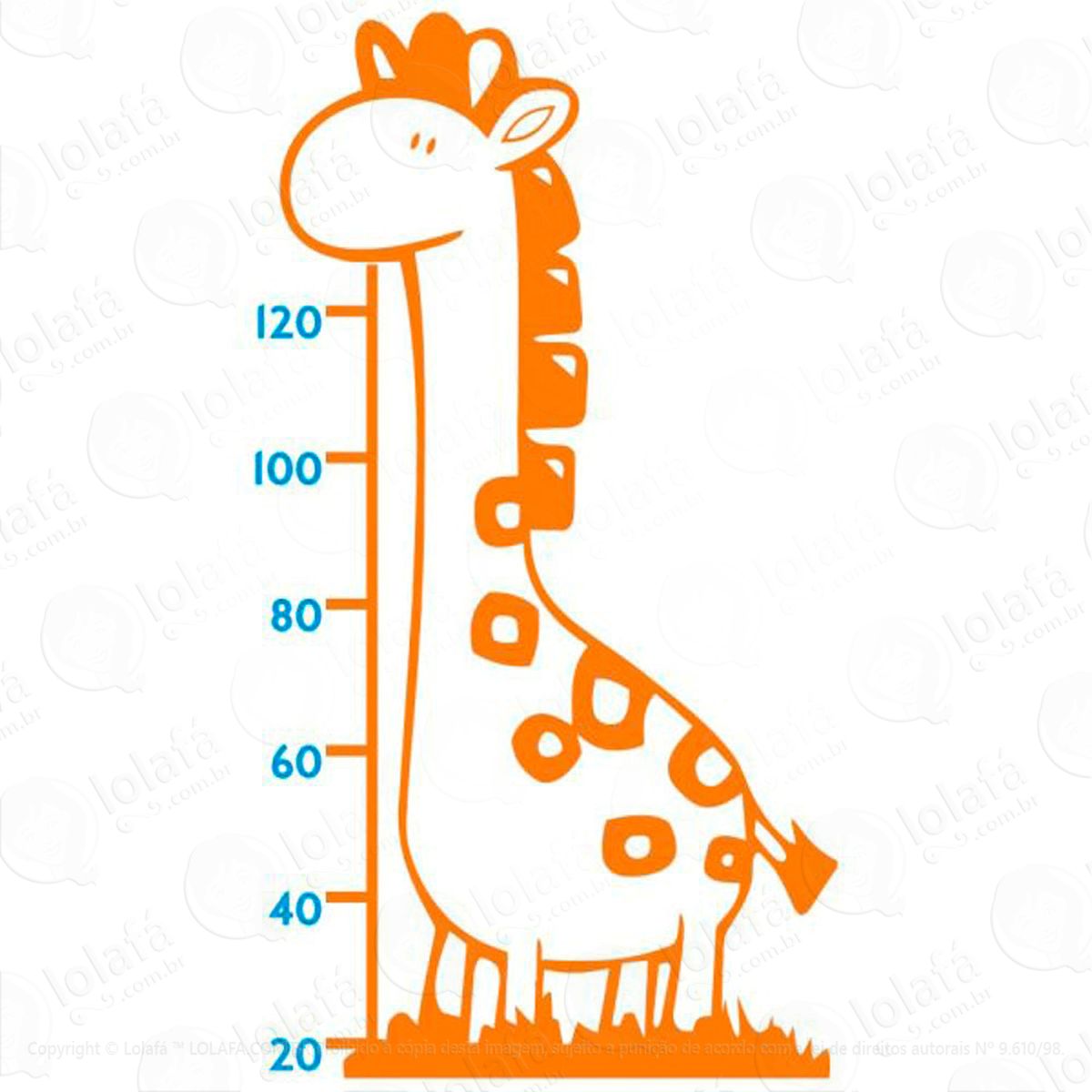 girafa adesivo régua de crescimento infantil, medidor de altura para quarto, porta e parede - mod:83