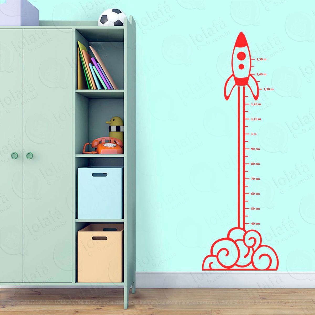 foguetinho adesivo régua de crescimento infantil, medidor de altura para quarto, porta e parede - mod:91