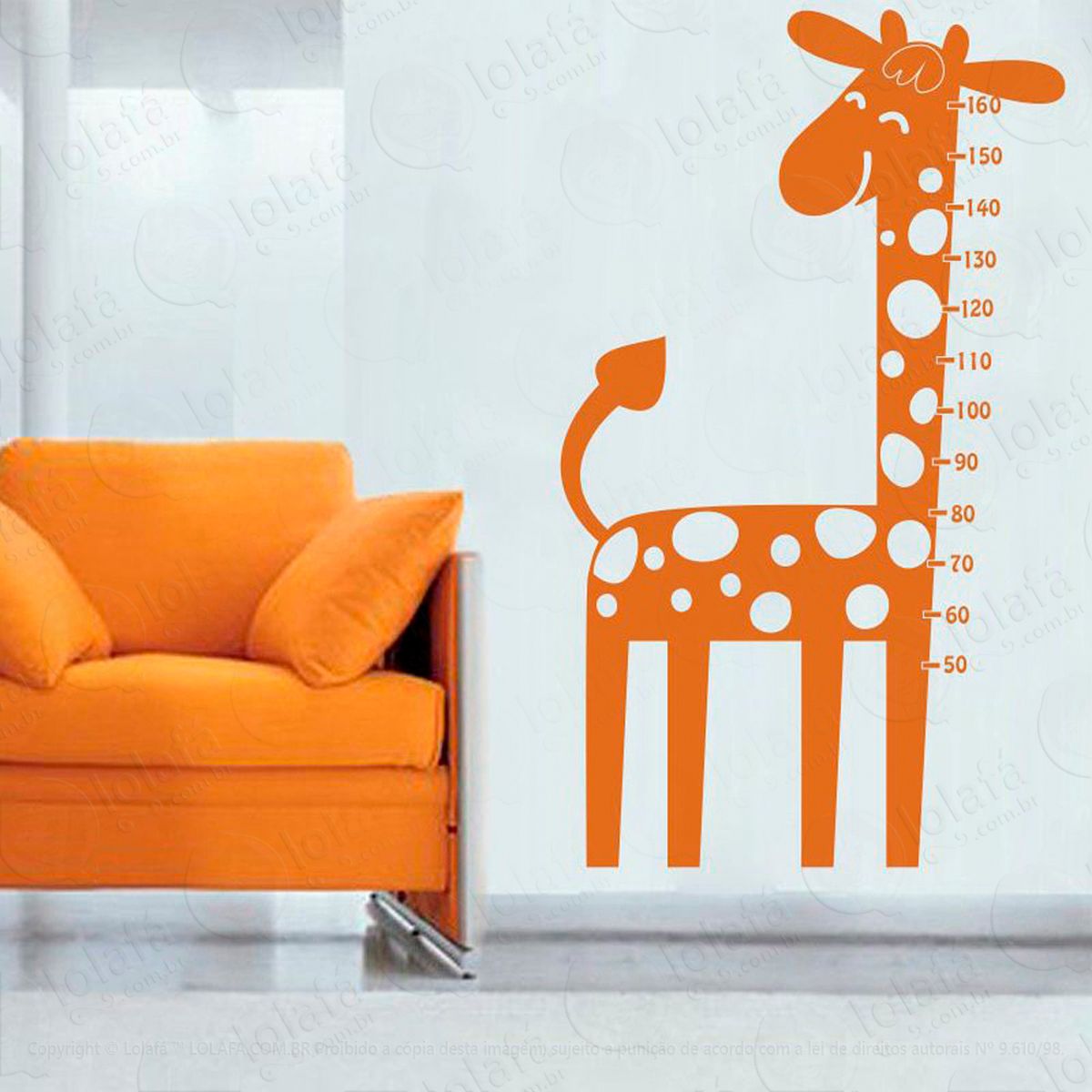 girafa adesivo régua de crescimento infantil, medidor de altura para quarto, porta e parede - mod:107