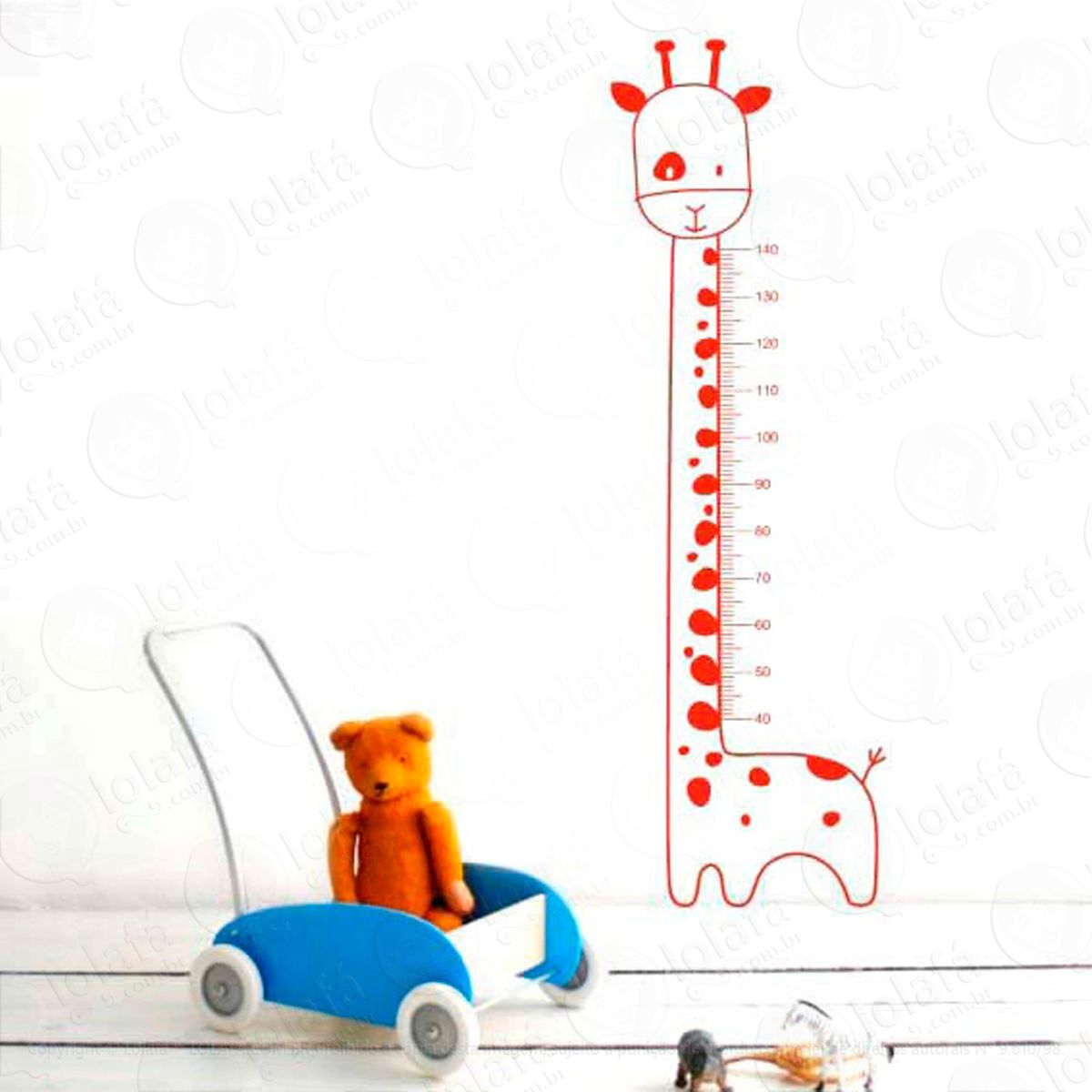 girafa adesivo régua de crescimento infantil, medidor de altura para quarto, porta e parede - mod:110