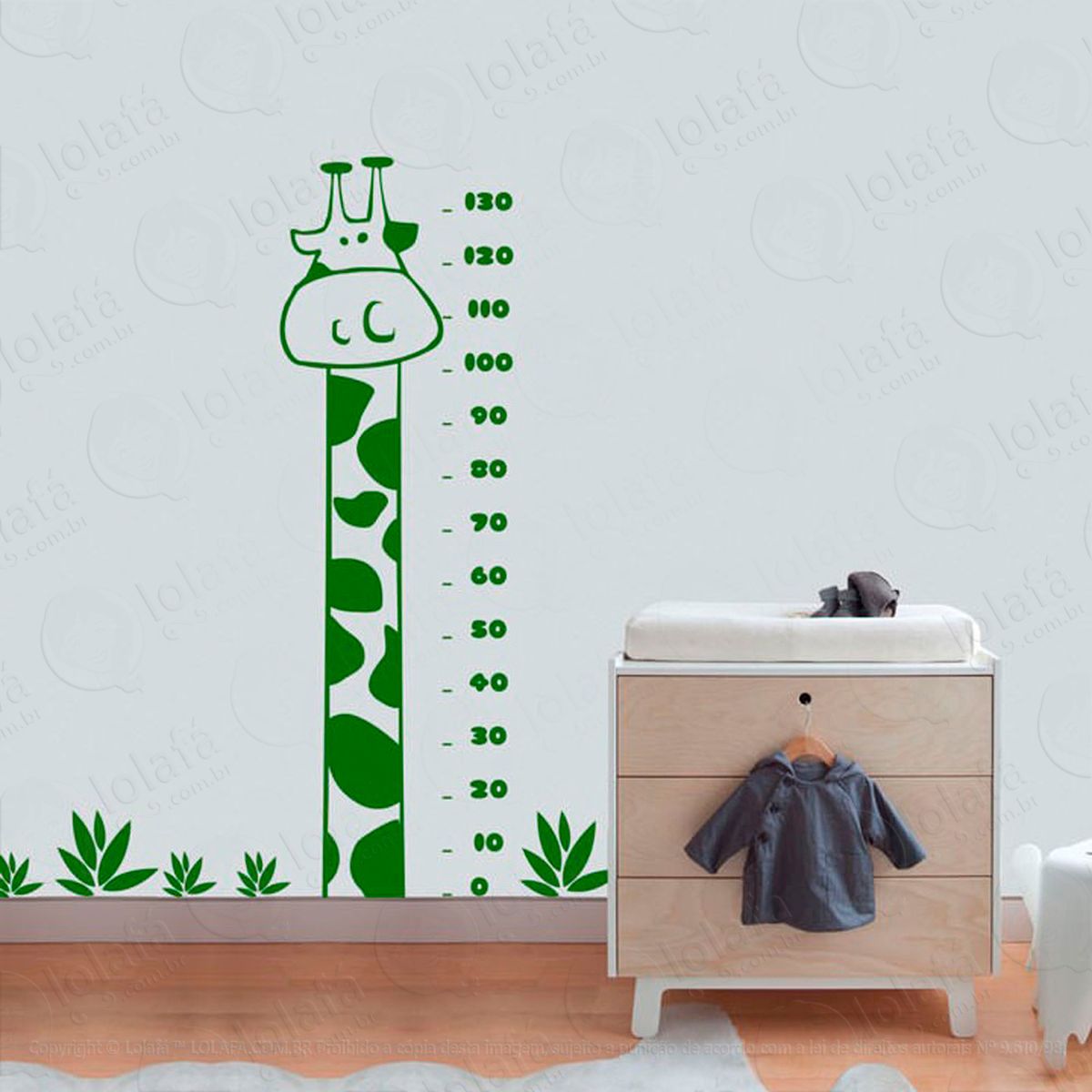 girafa adesivo régua de crescimento infantil, medidor de altura para quarto, porta e parede - mod:114